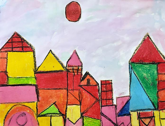 Holmsley Elementary School fourth grade student Mia Cortez Rios’ artwork, Colorful Town.